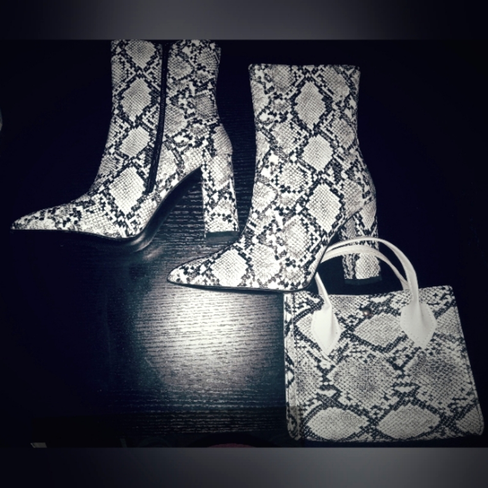 Matching Snake Paint Heels And Purse Bundle